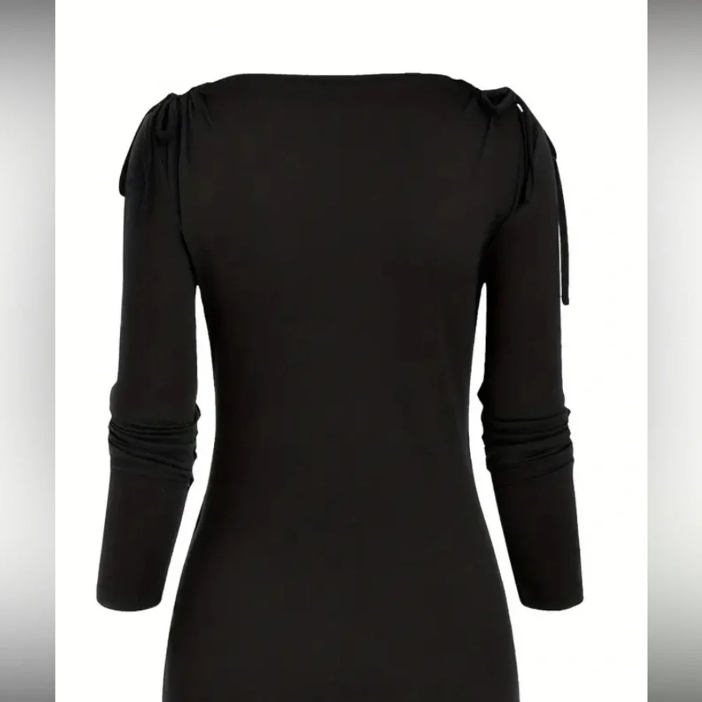 🥳 BLK RUCHED SHOULDER FRONT RING TOP SIZE XXL - Picture 2 of 4